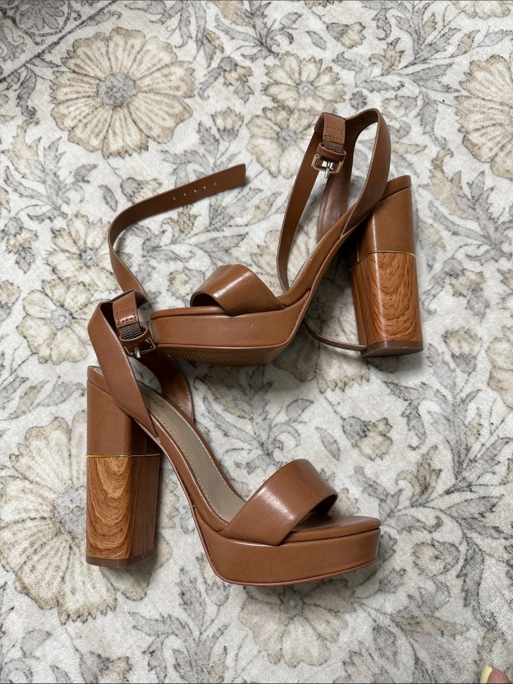 ALDO Women's Cognac Platform Block Heel Sandals